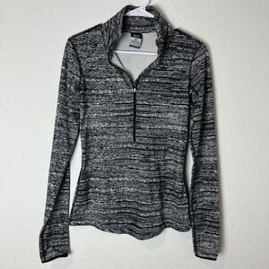 Nike Pro Half Zip Sweatshirt Size S Black Print Dri-Fit Pullover Thumbholes 219